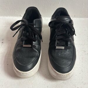 Nike Air Force 1s Women’s Black Leather Sneakers